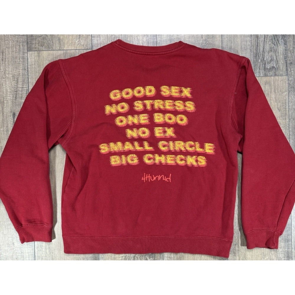 4Hunnid Good Sex Crewneck Sweatshirt Mens Med Red Logo Yellow YG Rap Music